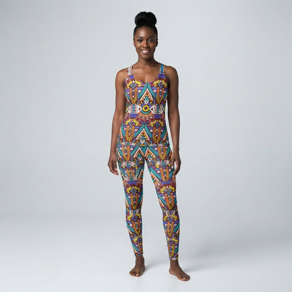 African Print Women's Tank Top: Odyssey Aztec Tribal Print Microfiber Stretch