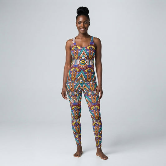 African Print Women's Tank Top: Odyssey Aztec Tribal Print Microfiber Stretch