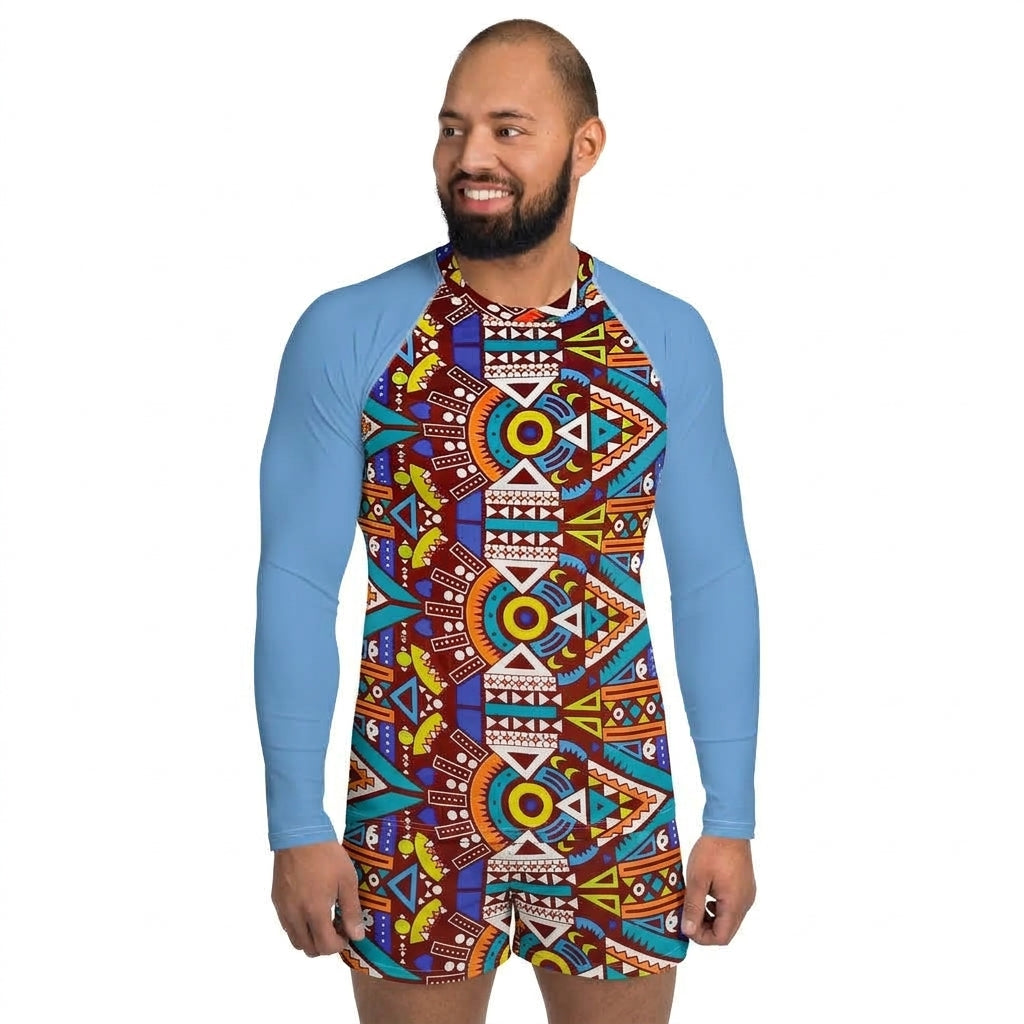 Tozi Aztec African Print Men's Rash Guard
