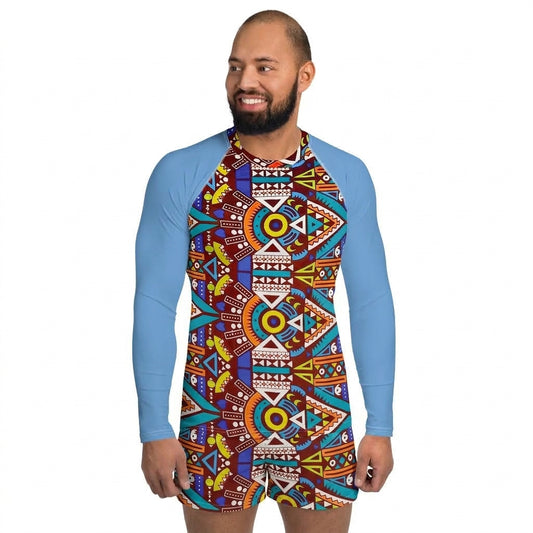 Tozi Aztec African Print Men's Rash Guard