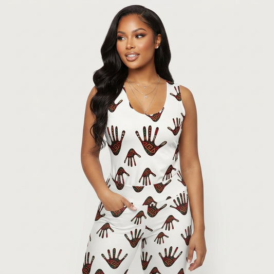 Duro Kinetic African Print Women’s Tribal Palm-Print Tank Top - Microfiber Stretch