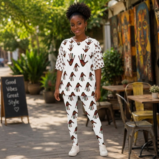 Duro African Print Tribal Palm Women's Crew Neck T-shirt