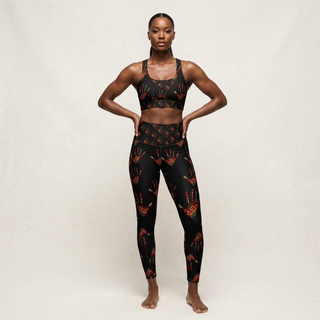 DURO African Print Tribal Palm Leggings with Pockets | ASAKE-OGE