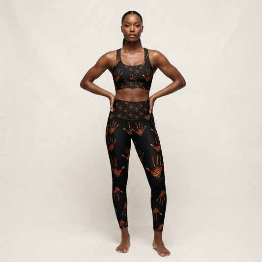 DURO African Print Tribal Palm Leggings with Pockets | ASAKE-OGE