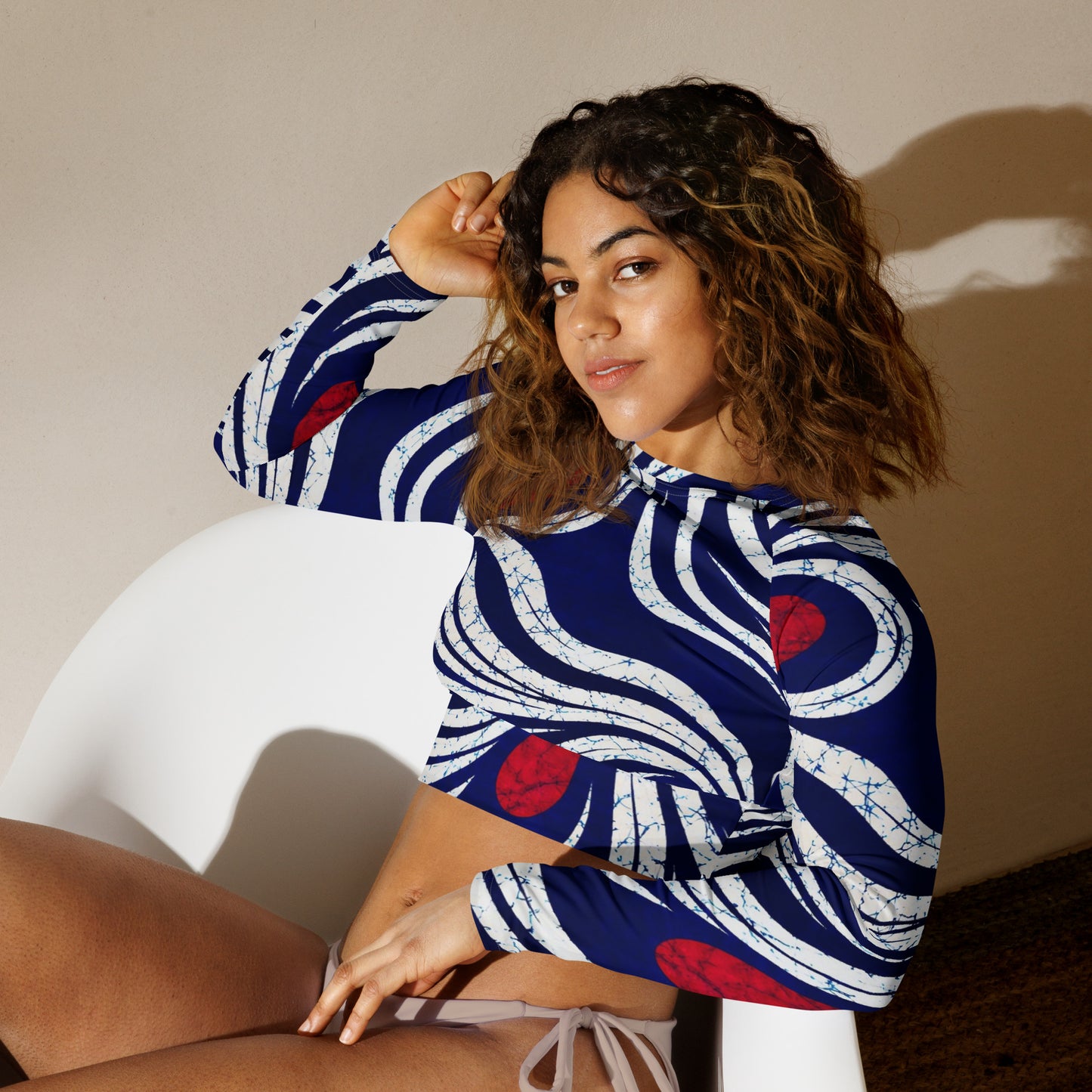 Omi African Print Long-Sleeve Crop Top Product mockup