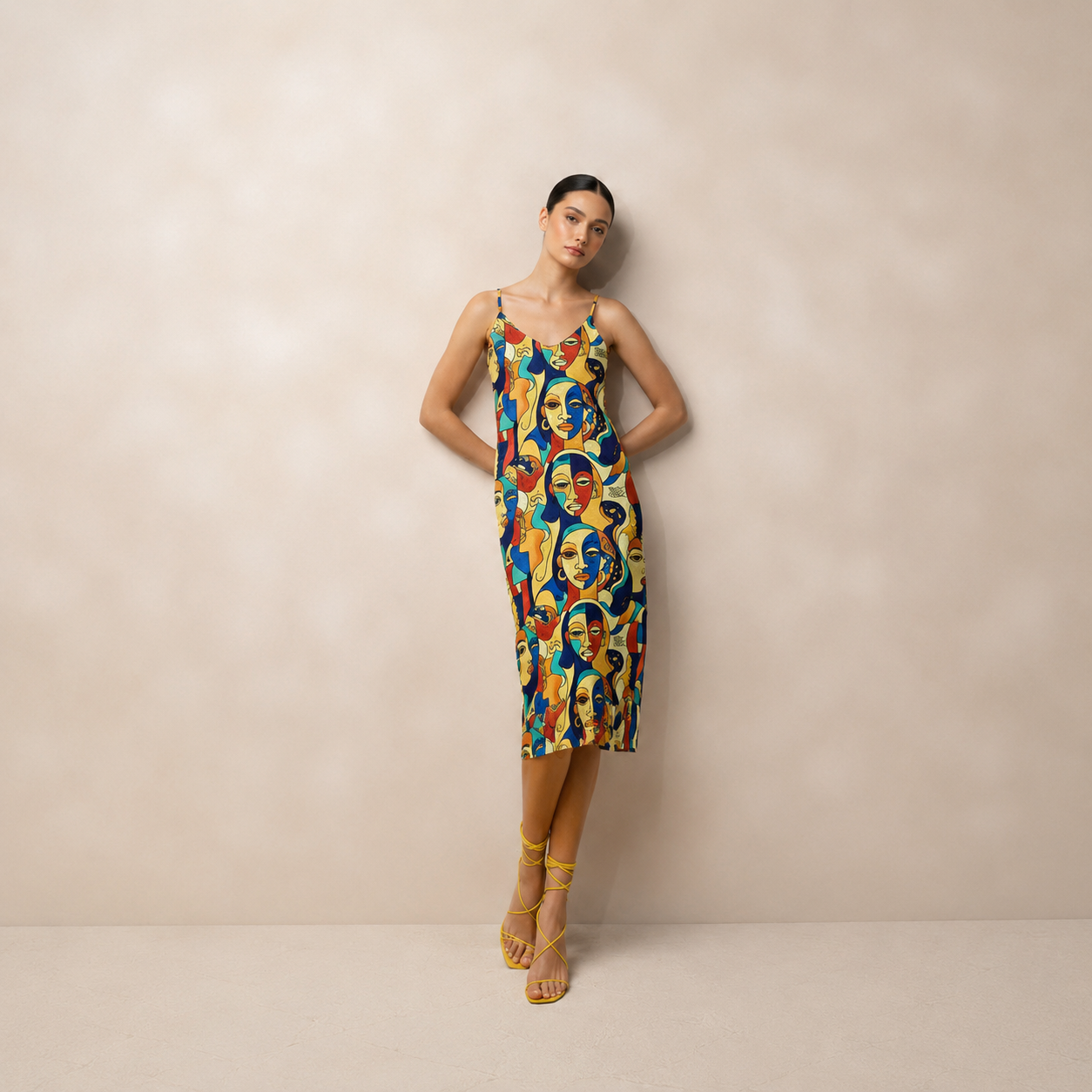 ÀWỌN ÀYA African Print Dress  | Tie-strap midi dress