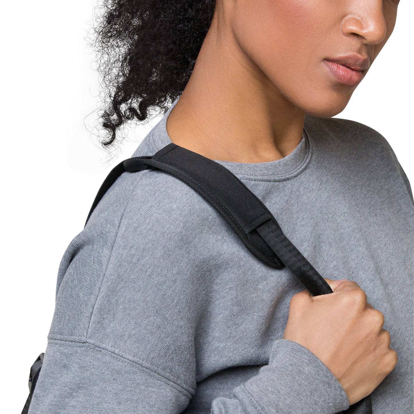 Up close view of padded shoulder strap on Aquila Print Duffle Bag