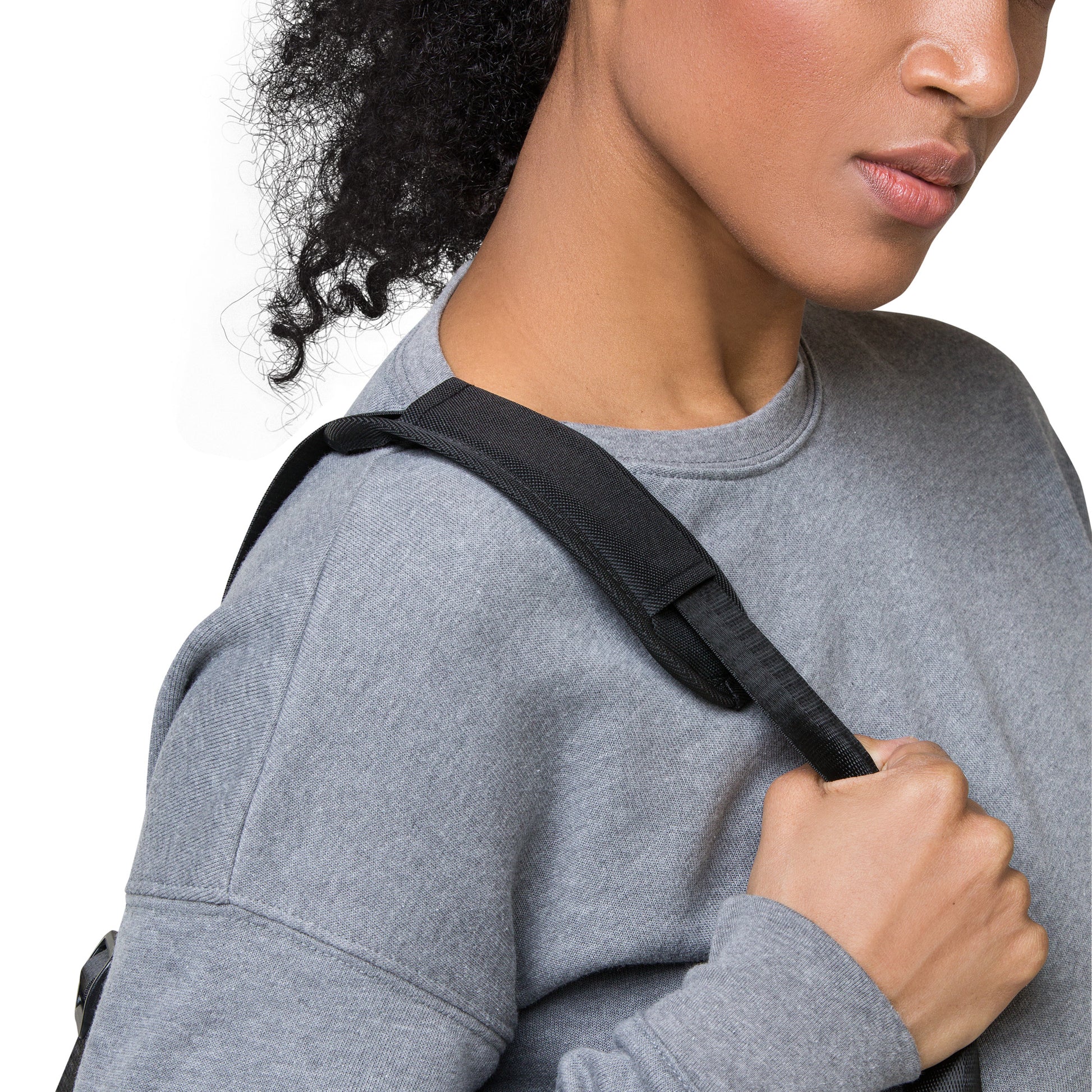 Up close view of padded shoulder strap on Aquila Print Duffle Bag