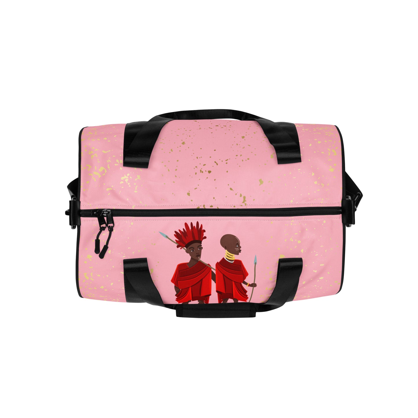 Top view of Agojie Topaz Overnight Gym Bag showing its dual black zipper closure