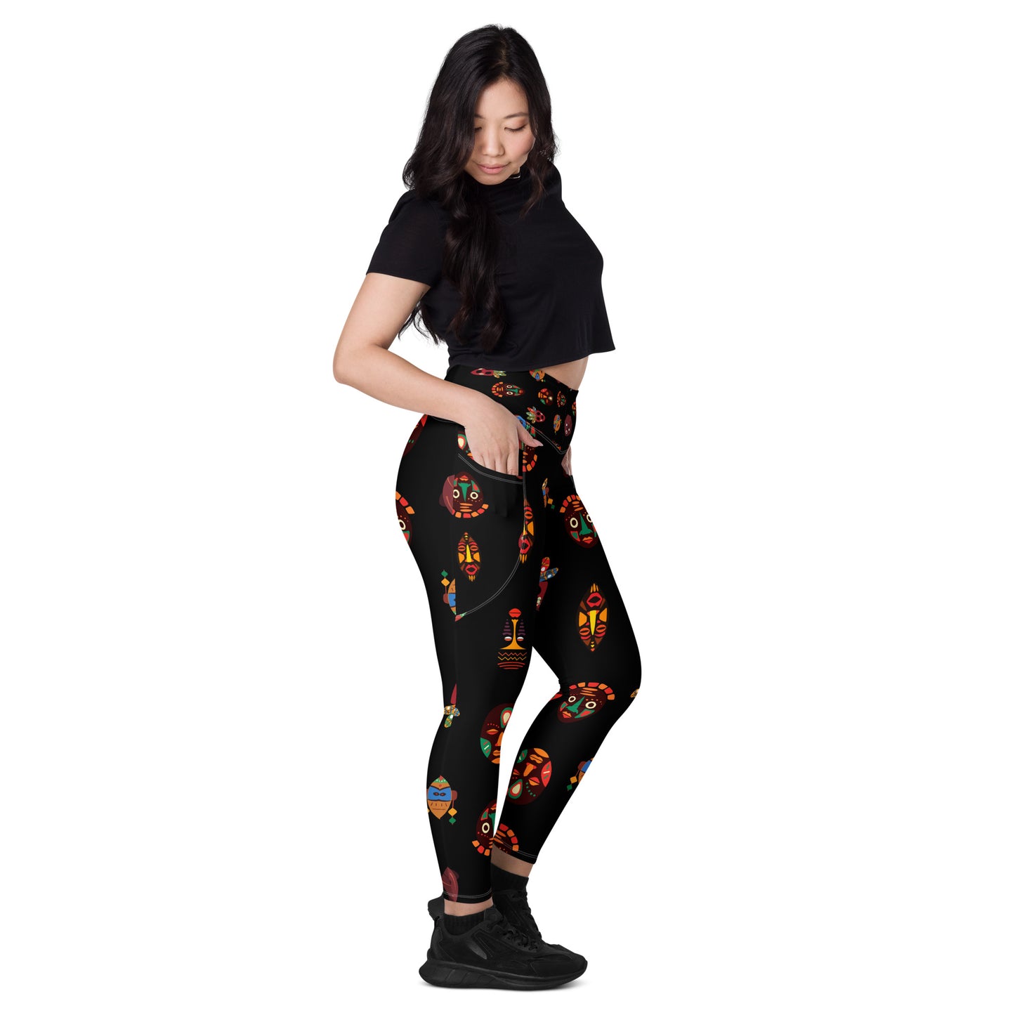 Chi Tribal Mask Leggings with Pockets