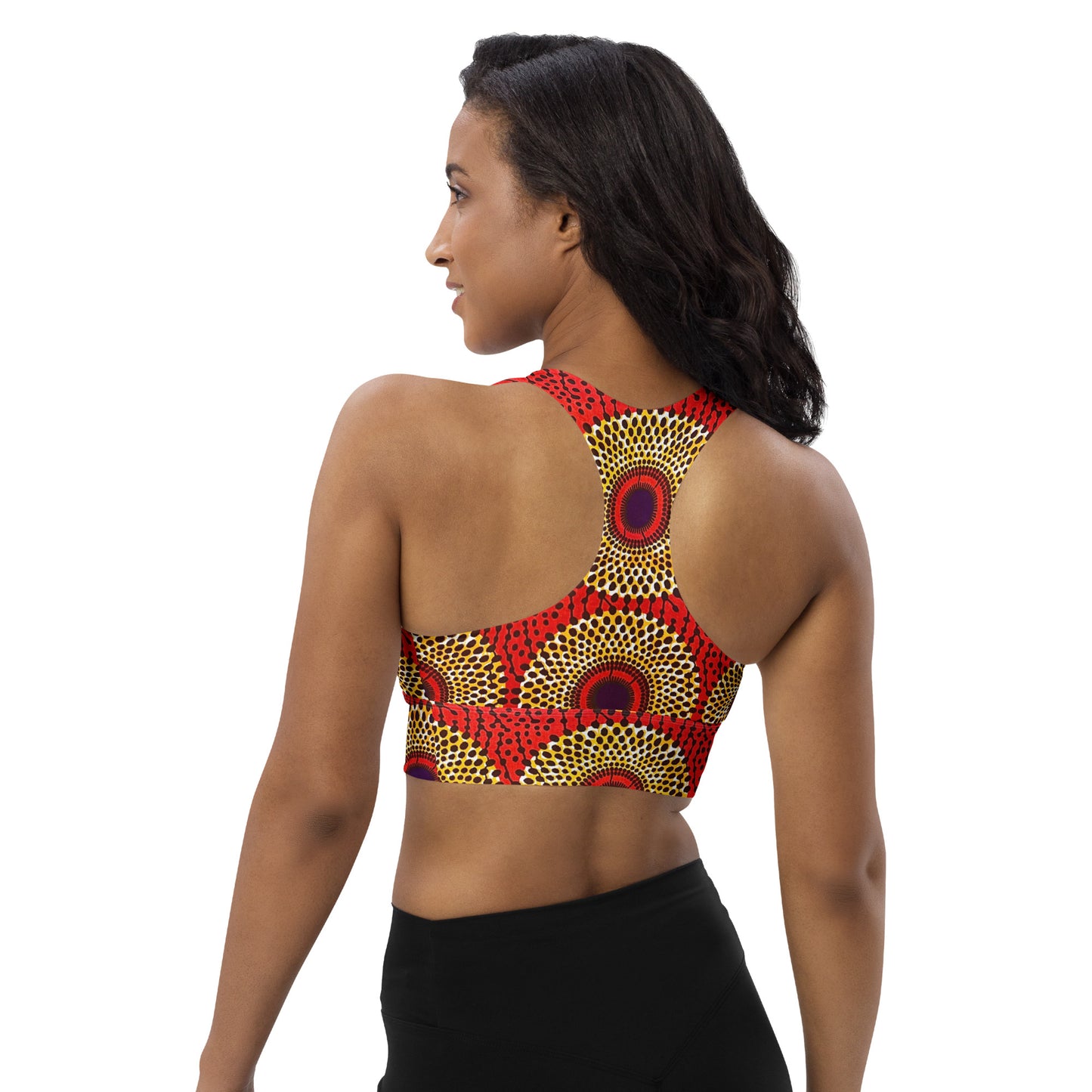 Rekiana Solar Ankara Print Longline Sports Bra - High-Impact Compression