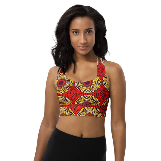 Rekiana Solar Ankara Print Longline Sports Bra - High-Impact Compression