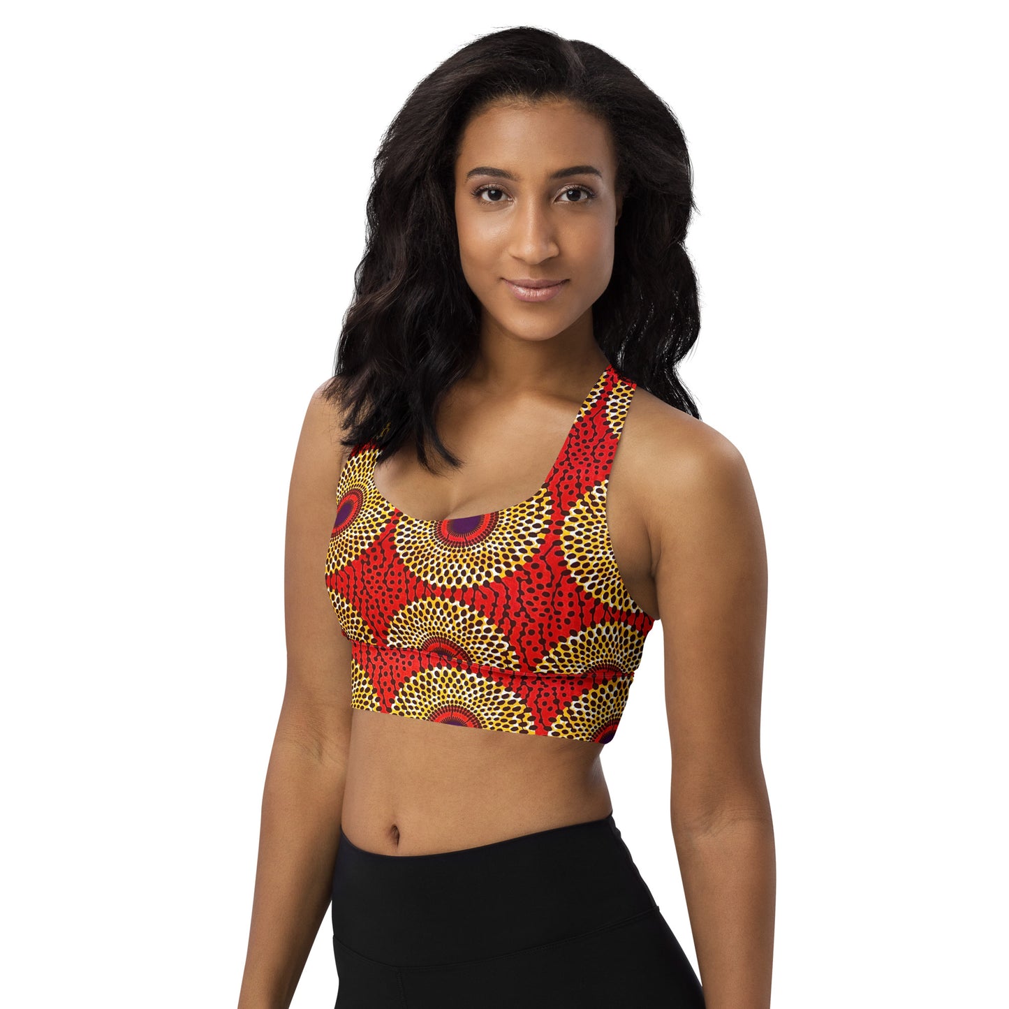 Rekiana Solar Ankara Print Longline Sports Bra - High-Impact Compression