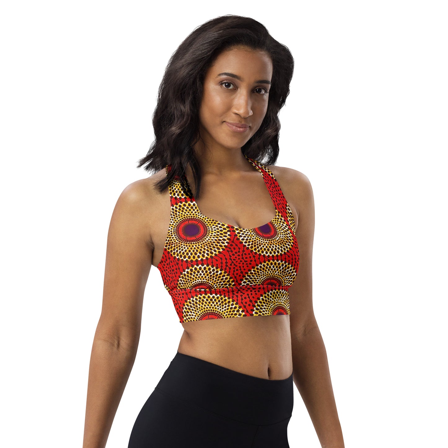 Rekiana Solar Ankara Print Longline Sports Bra - High-Impact Compression
