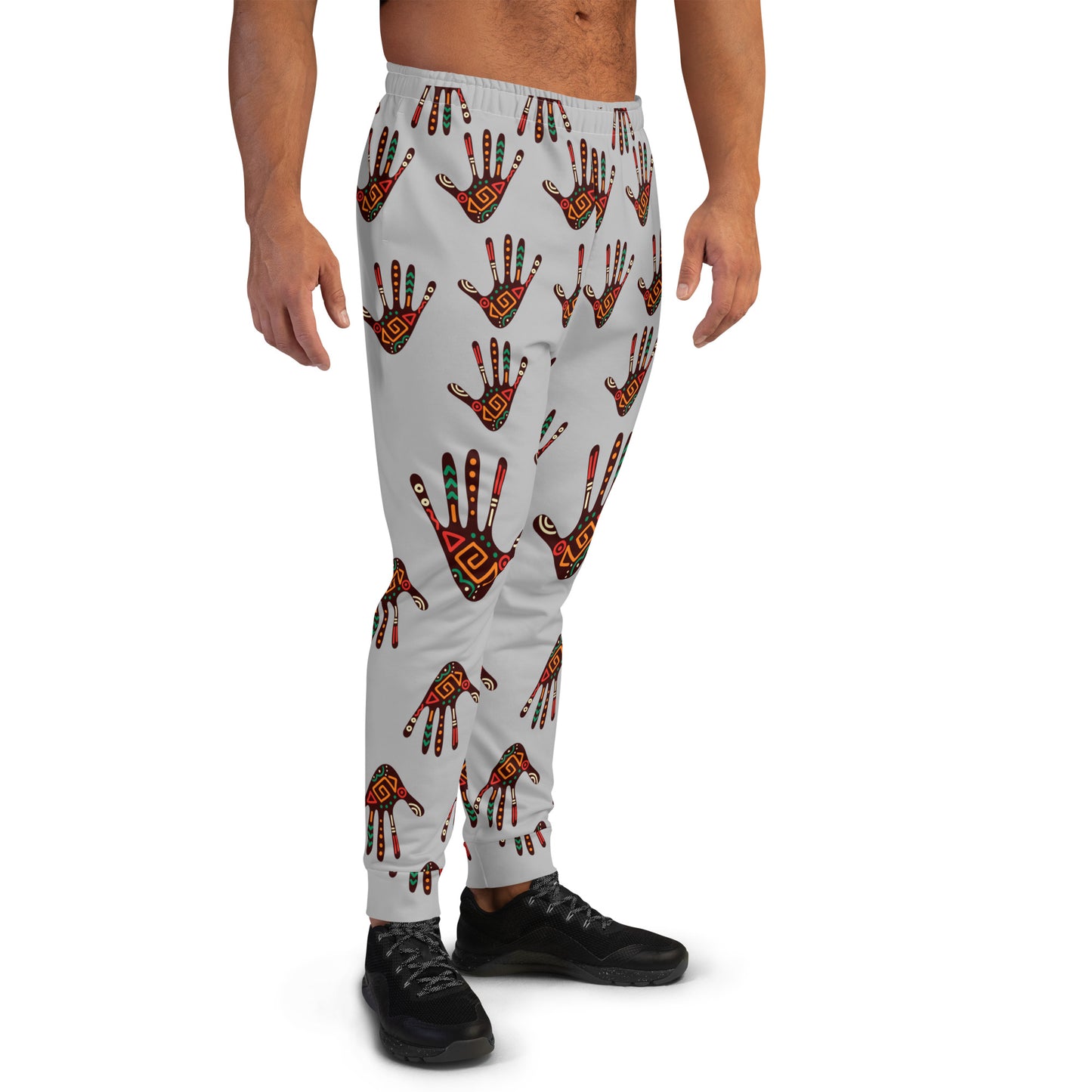 Duro Tribal Palm Print Men's Grey Joggers