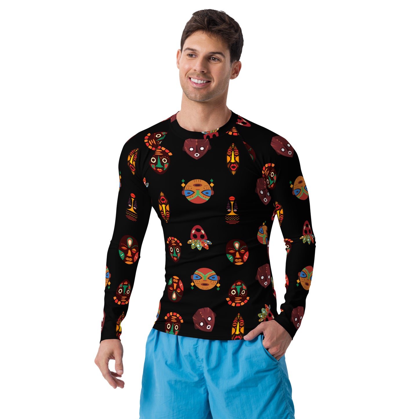 Chi Tribal Mask Multi-Face Men's Rash Guard