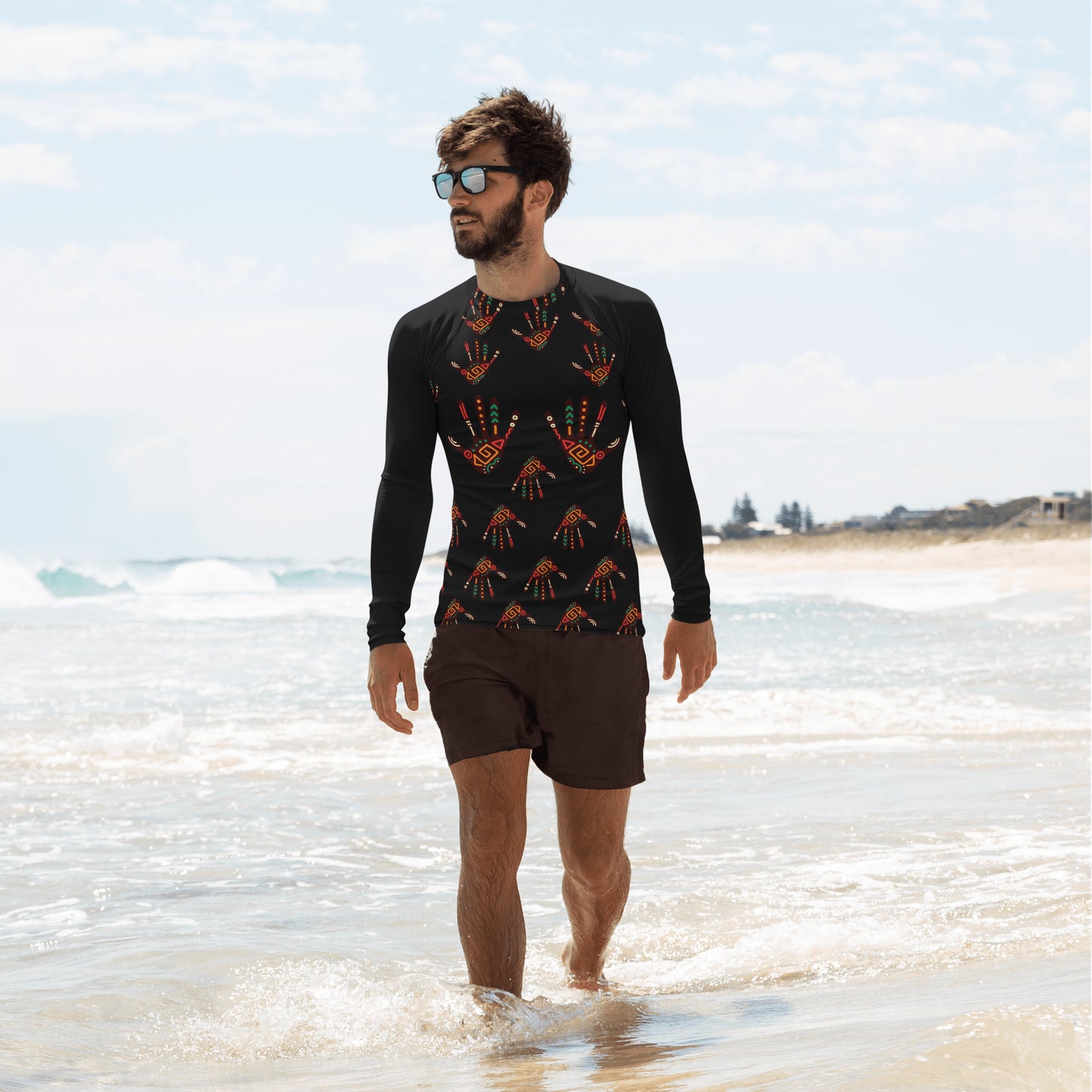 Duro Tribal Palm Print Men's Rash Guard