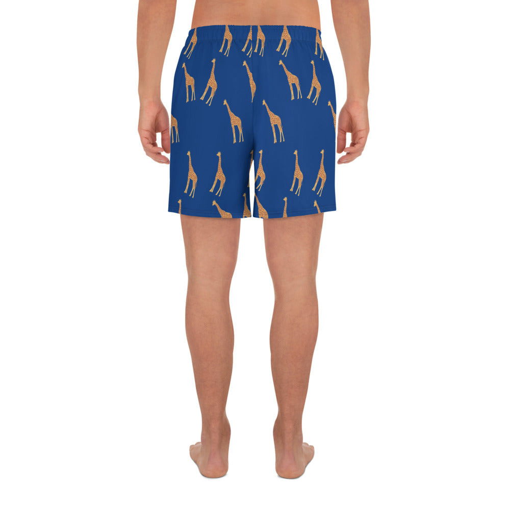 Savannah Drift Giraffe Motif Eco-Friendly Recycled Men's Athletic Performance Shorts - 6.5" Inseam