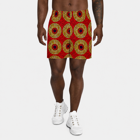 African Print Men's Athletic Shorts — Rekiana Solar Recycled Performance Shorts 6.5" Inseam