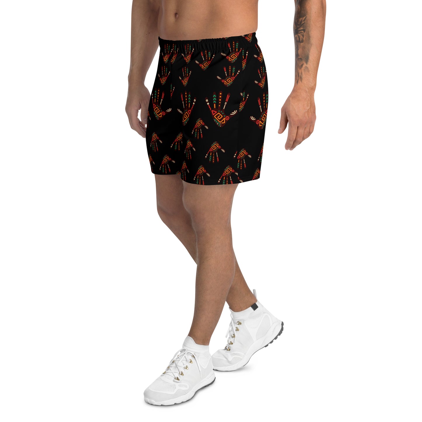 Duro Kinetic Tribal Palm Print Recycled Men's Athletic Performance Shorts - 6.5" Inseam