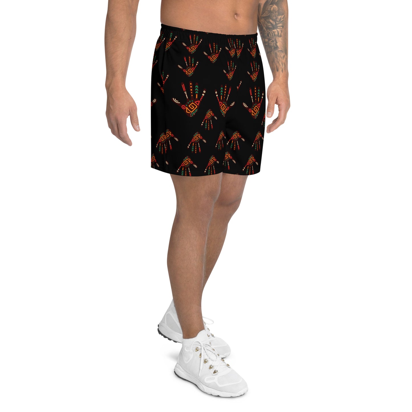 Duro Kinetic Tribal Palm Print Recycled Men's Athletic Performance Shorts - 6.5" Inseam