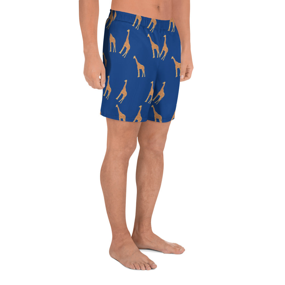 Savannah Drift Giraffe Motif Eco-Friendly Recycled Men's Athletic Performance Shorts - 6.5" Inseam
