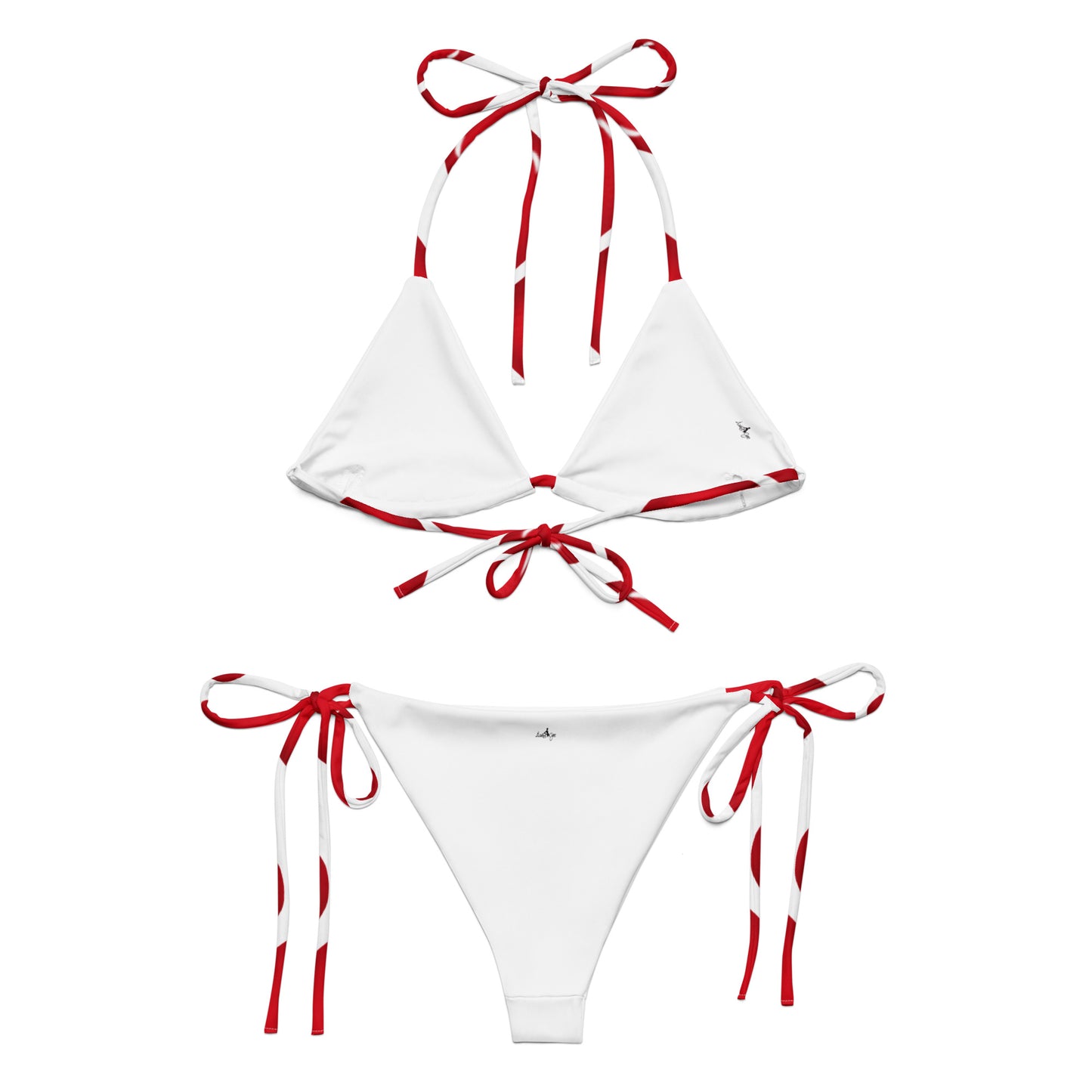 All-over Red Lipstick print string bikini