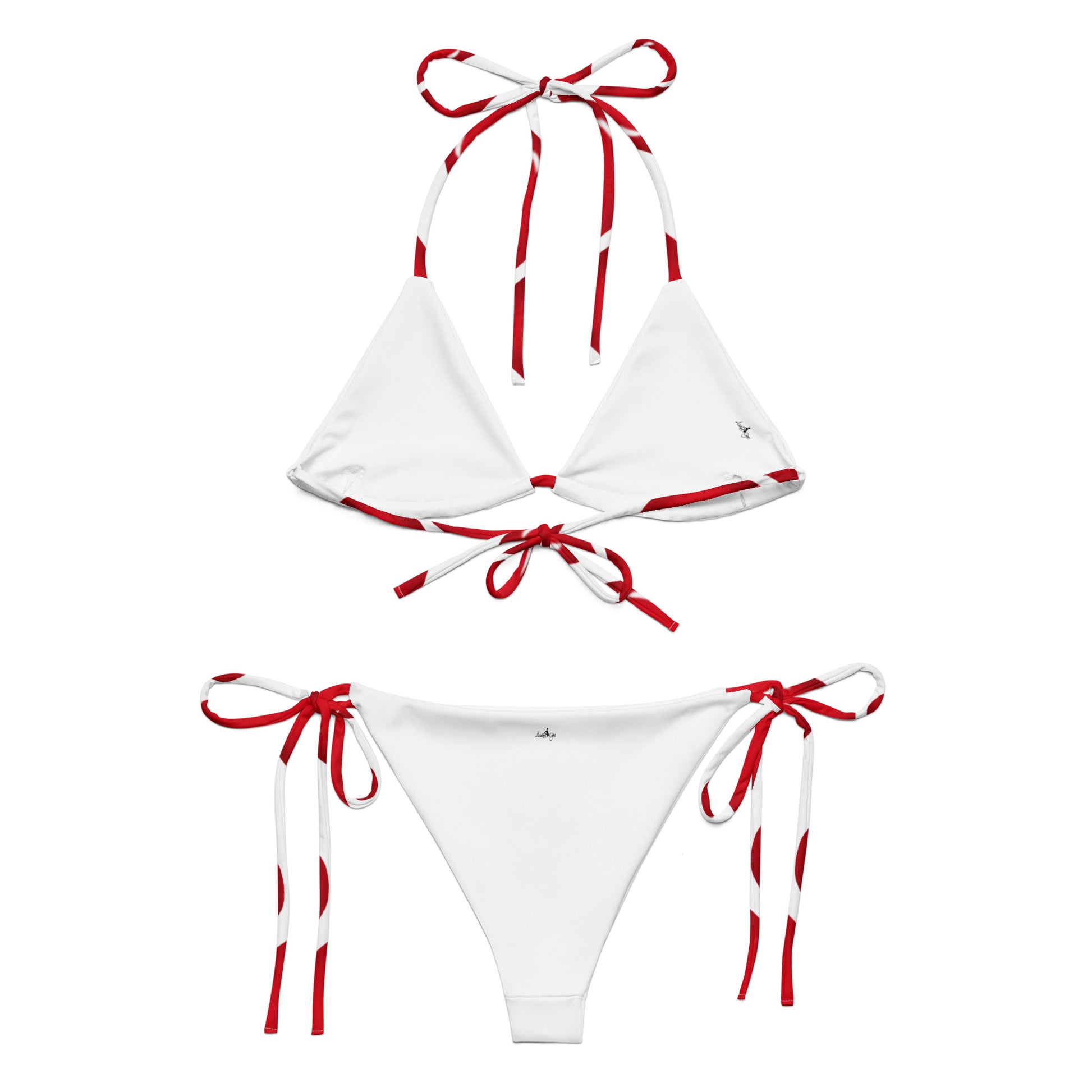 All-over Red Lipstick print string bikini