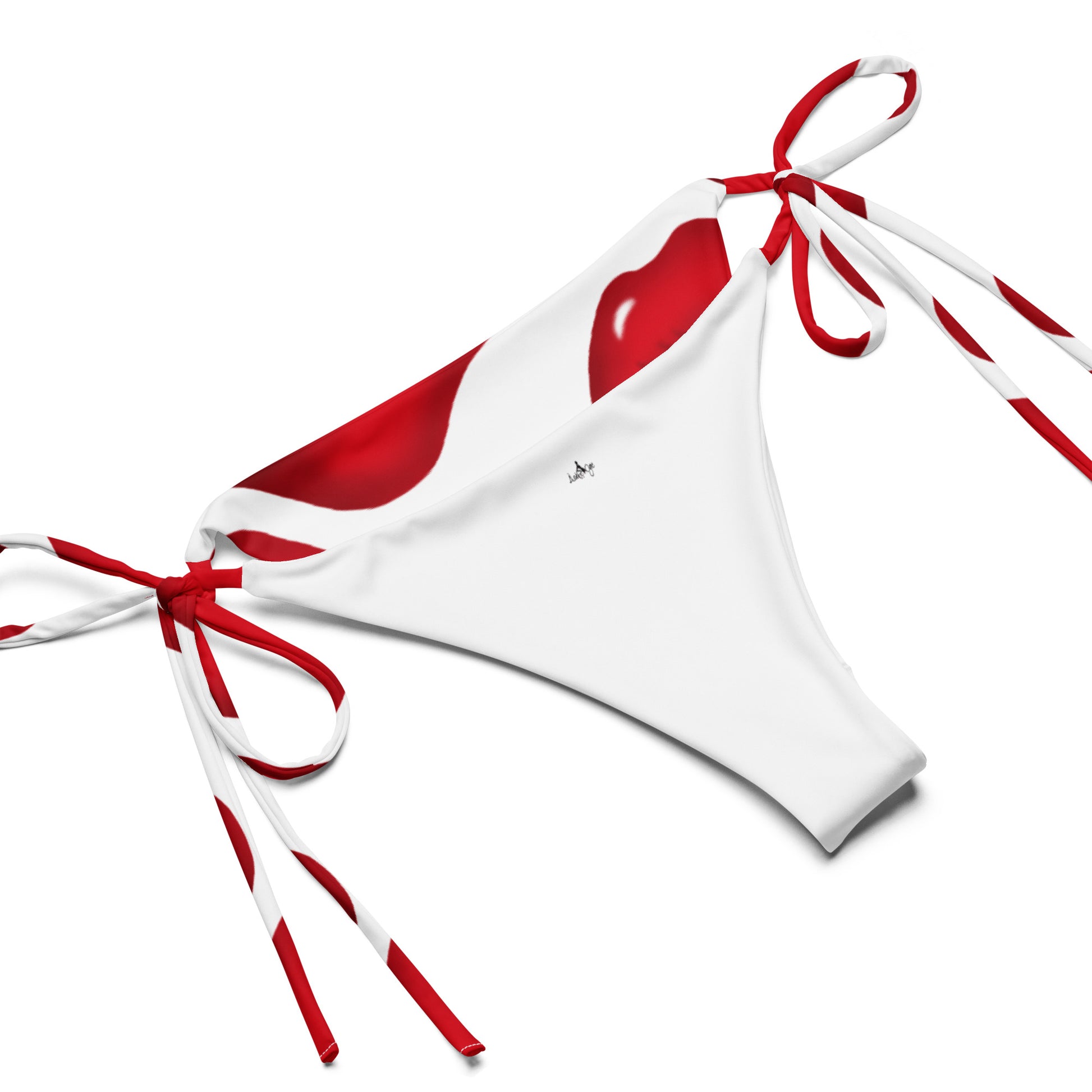 All-over Red Lipstick print string bikini