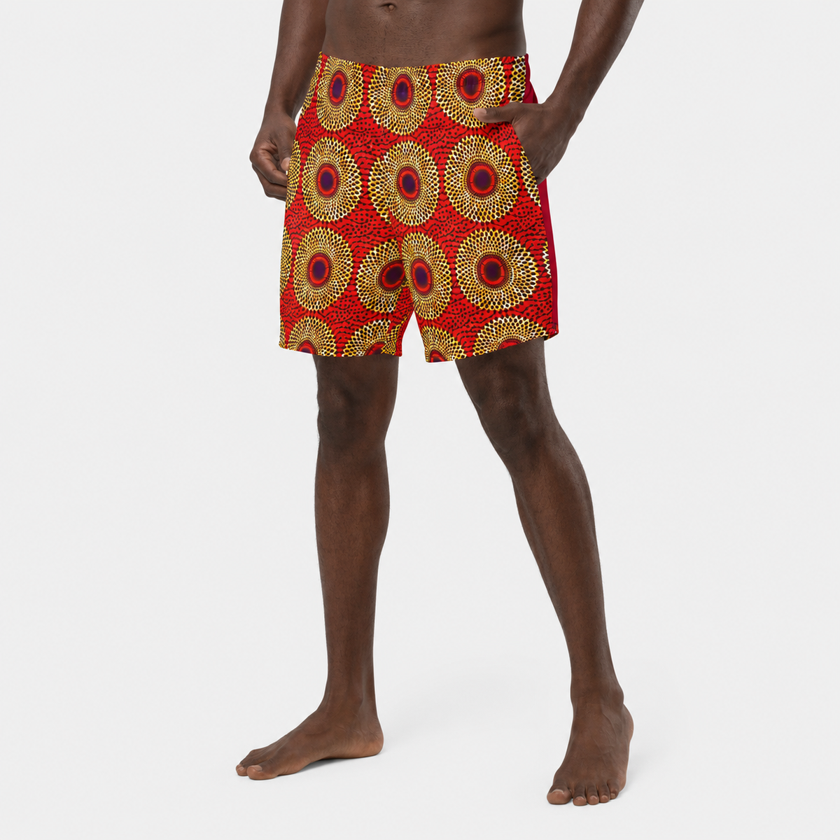 African Print Men's Swim Trunks — Rekiana Ankara Print Board Shorts