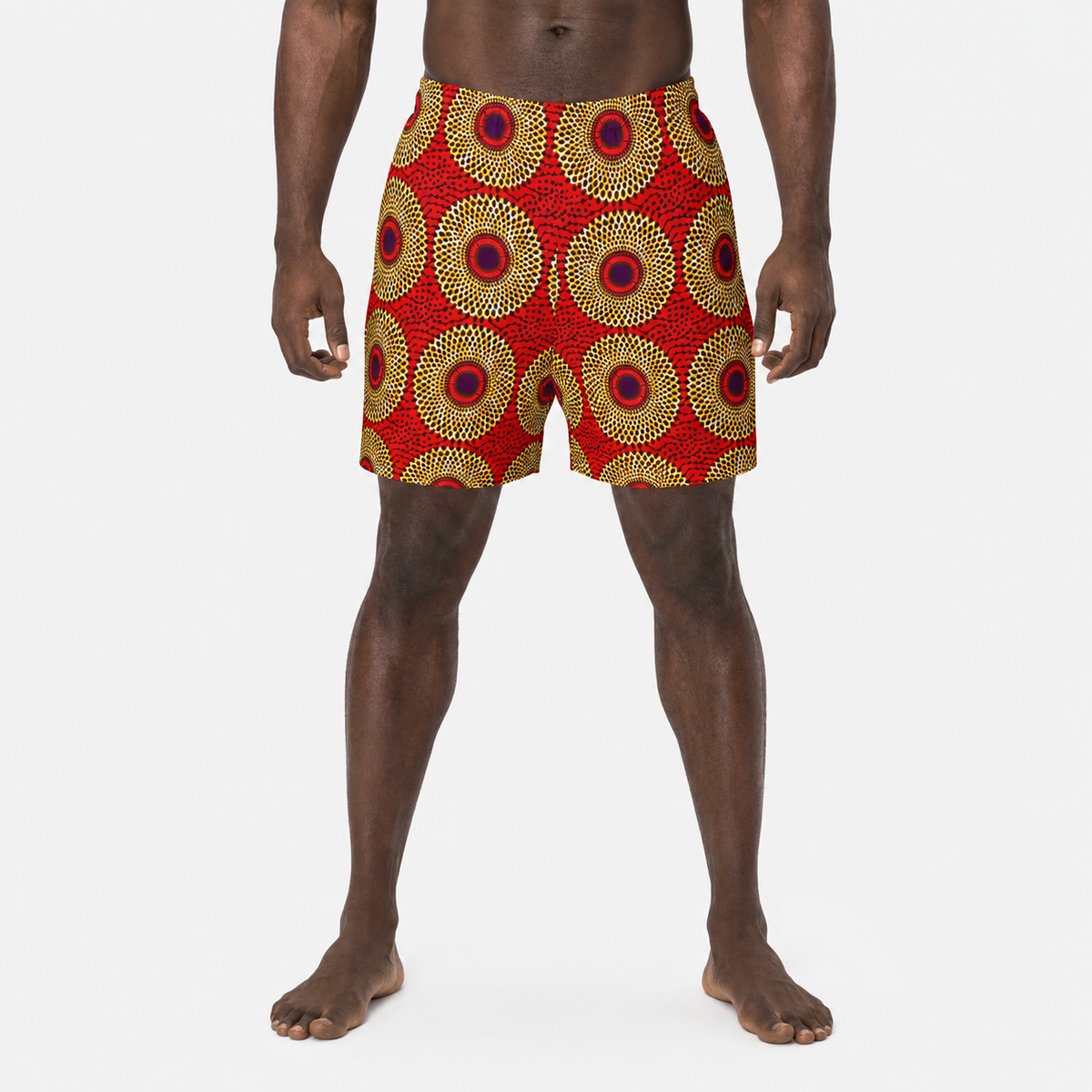 African Print Men's Swim Trunks — Rekiana Ankara Print Board Shorts