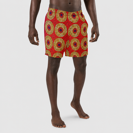 African Print Men's Swim Trunks — Rekiana Ankara Print Board Shorts