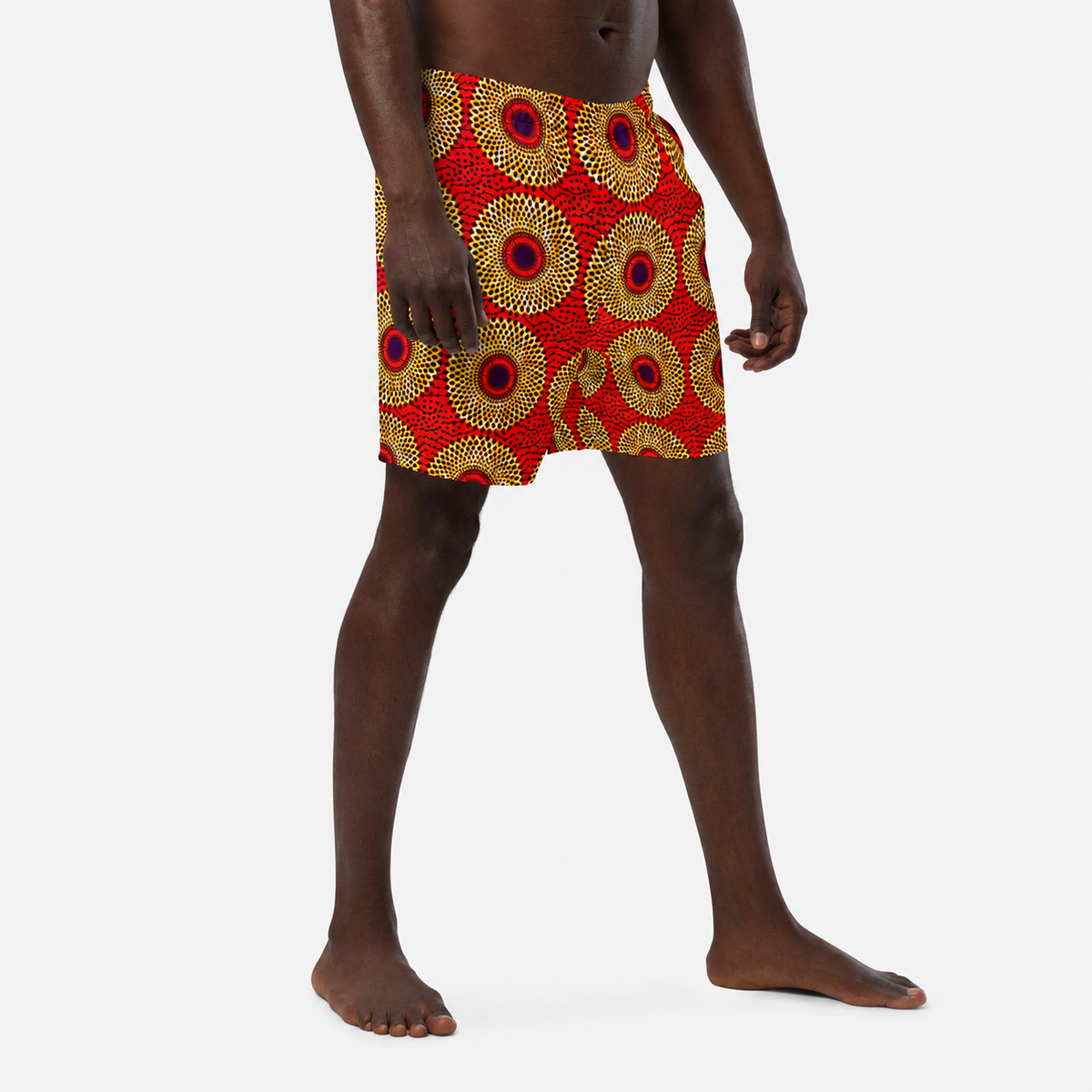 African Print Men's Swim Trunks — Rekiana Ankara Print Board Shorts