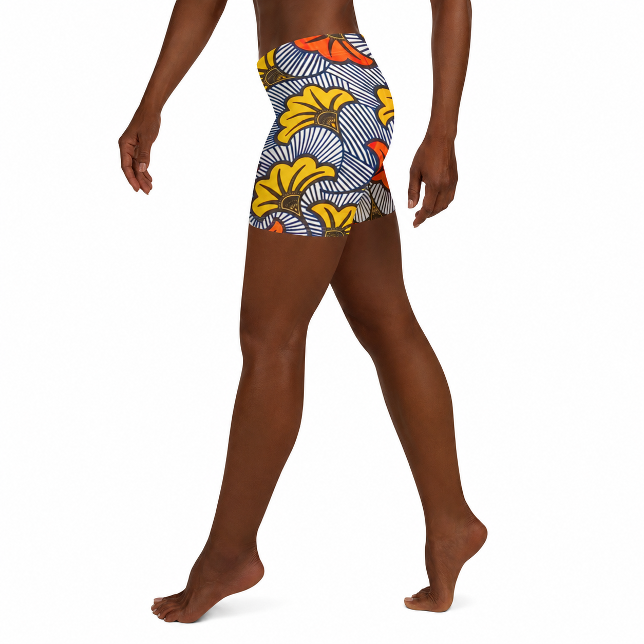 ÀDÚN African Print Sports and Yoga Shorts — Ankara Floral Athleisure | ASAKE-OGE