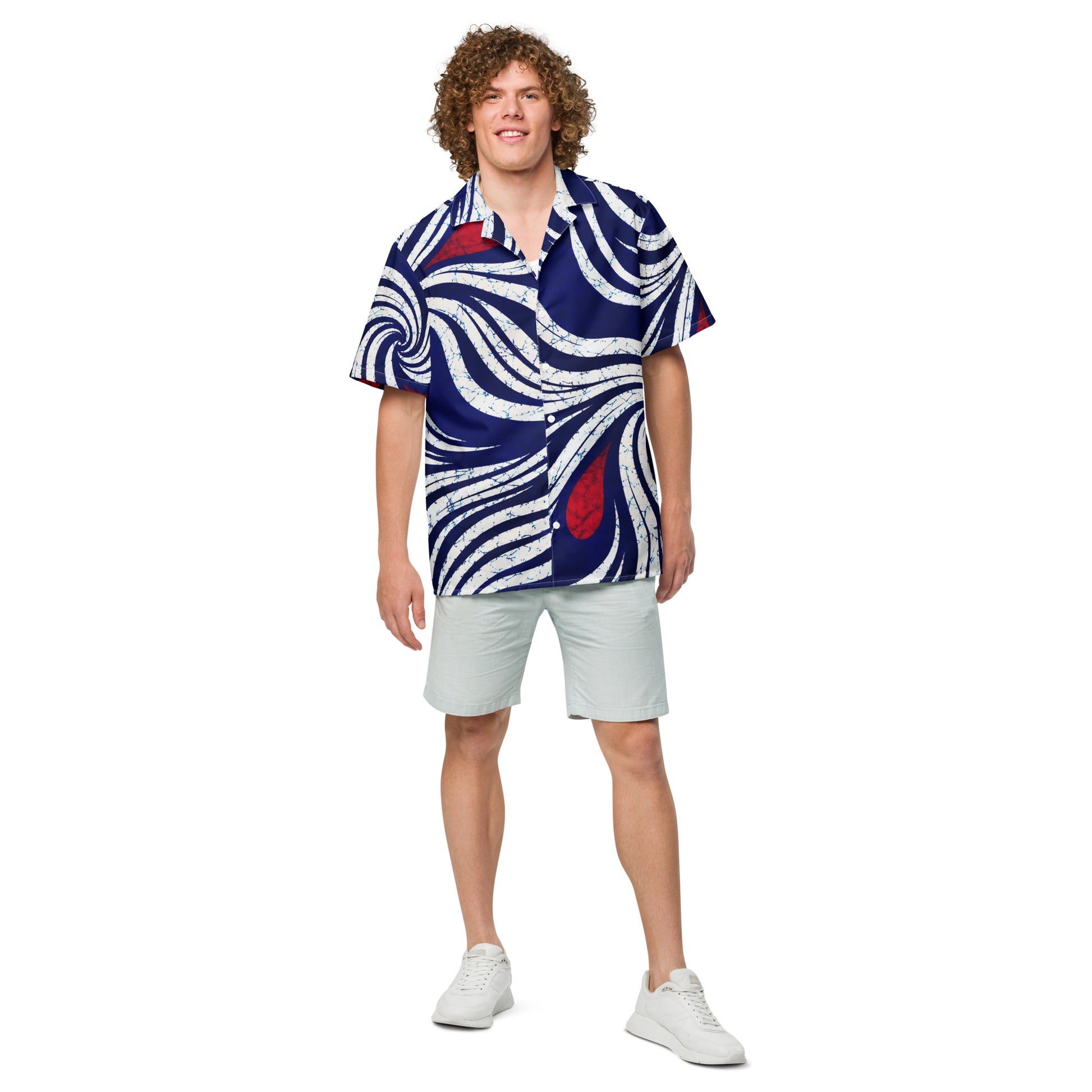 Unisex Juneteenth streetwear styling featuring OMI African print shirt 