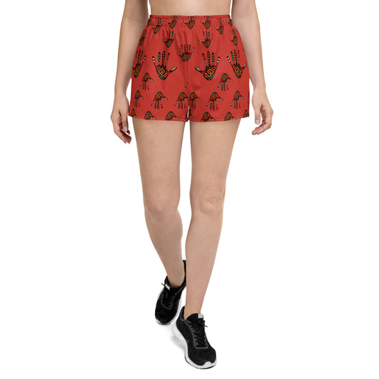 Duro Kinetic Tribal Palm Print Women’s Recycled Athletic Shorts - 2.5" Inseam