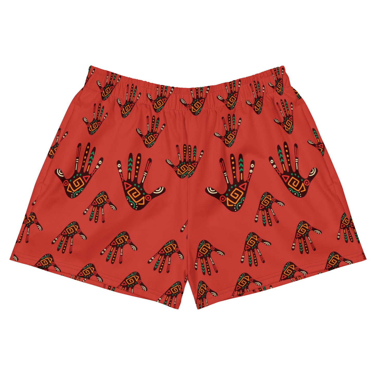 Duro Kinetic Tribal Palm Print Women’s Recycled Athletic Shorts - 2.5" Inseam