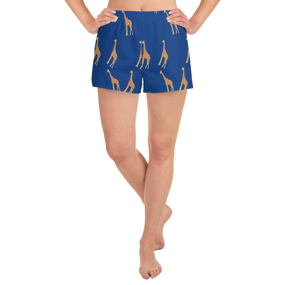 Savannah Drift Giraffe Motif Women's Recycled Athletic Shorts - 2.5" Inseam