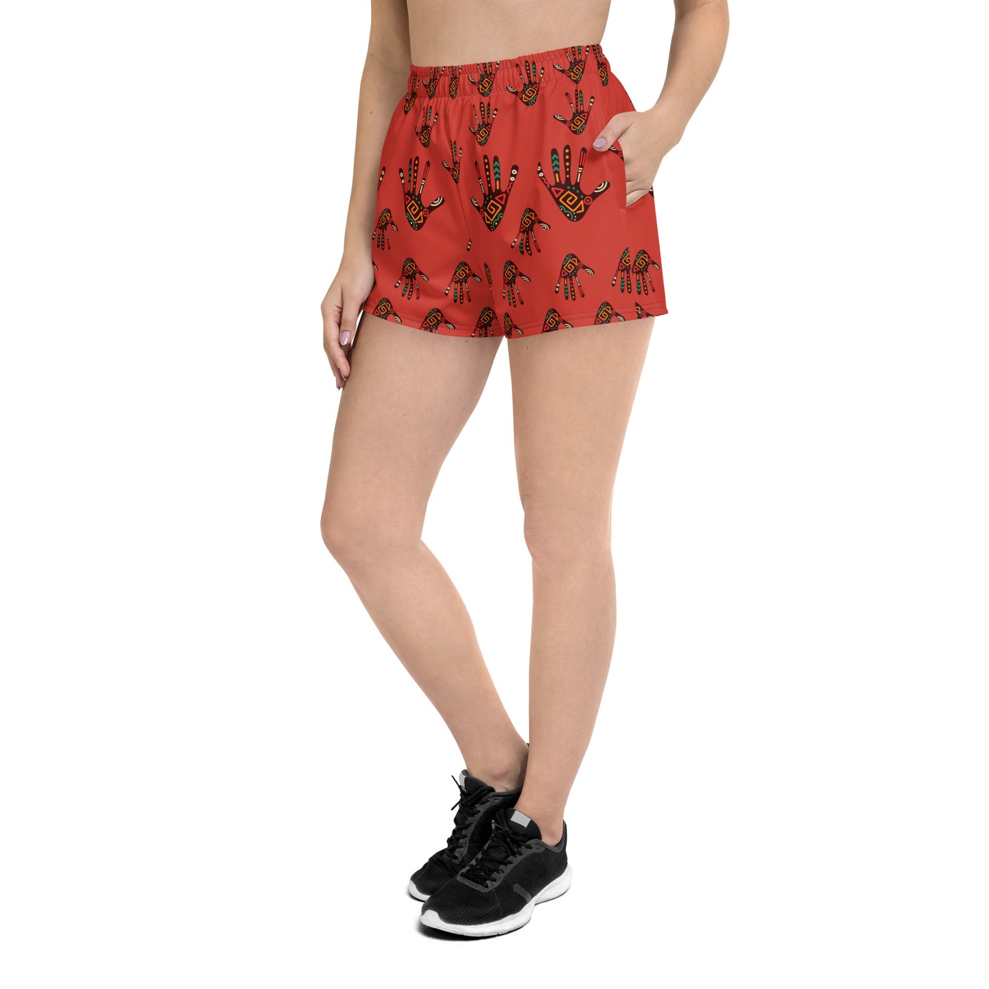 Duro Kinetic Tribal Palm Print Women’s Recycled Athletic Shorts - 2.5" Inseam