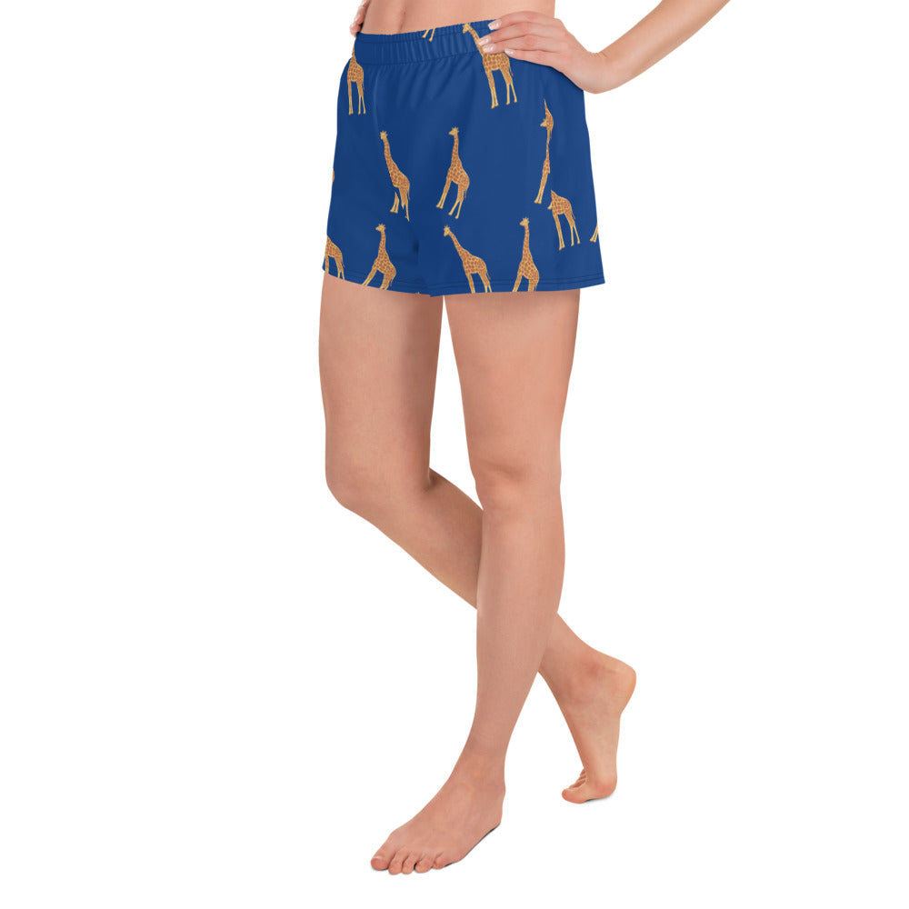 Savannah Drift Giraffe Motif Women's Recycled Athletic Shorts - 2.5" Inseam