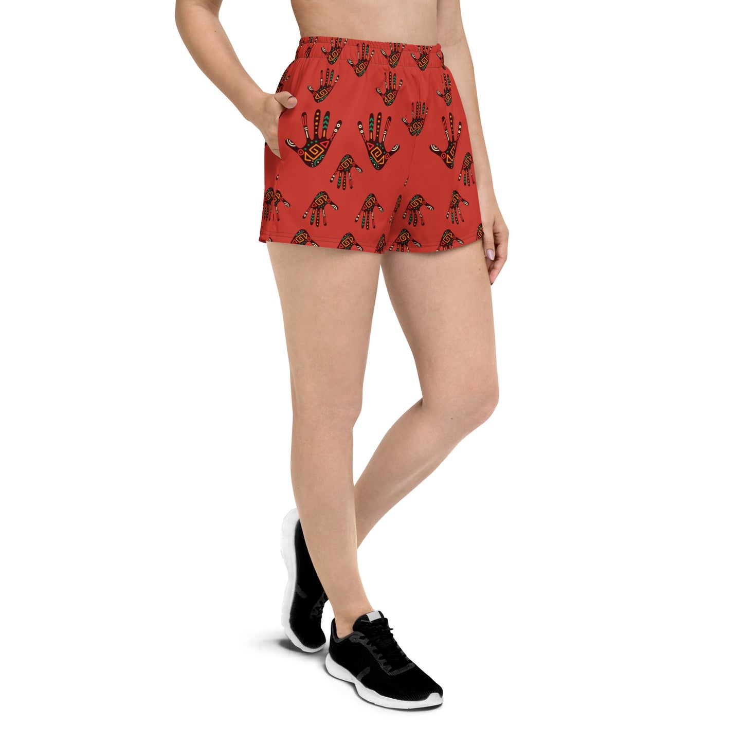 Duro Kinetic Tribal Palm Print Women’s Recycled Athletic Shorts - 2.5" Inseam
