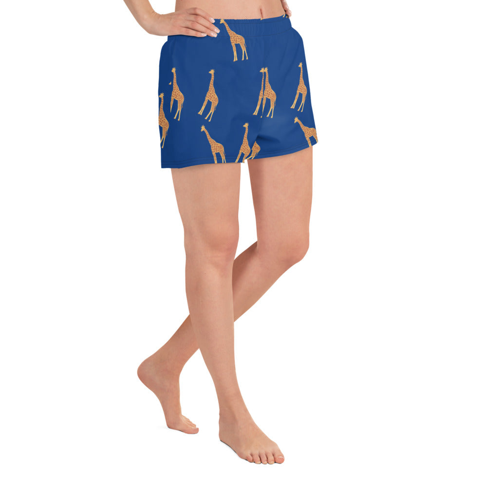 Savannah Drift Giraffe Motif Women's Recycled Athletic Shorts - 2.5" Inseam