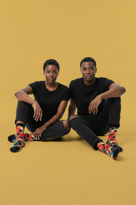 ÌGBÀ African print crew socks with sneakers