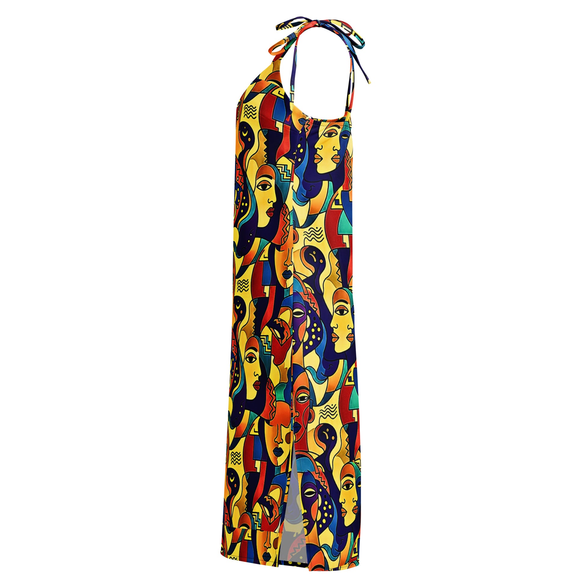 Woman wearing awon aya African print print midi dress by ASAKE-OGE  Juneteenth 2026 collection