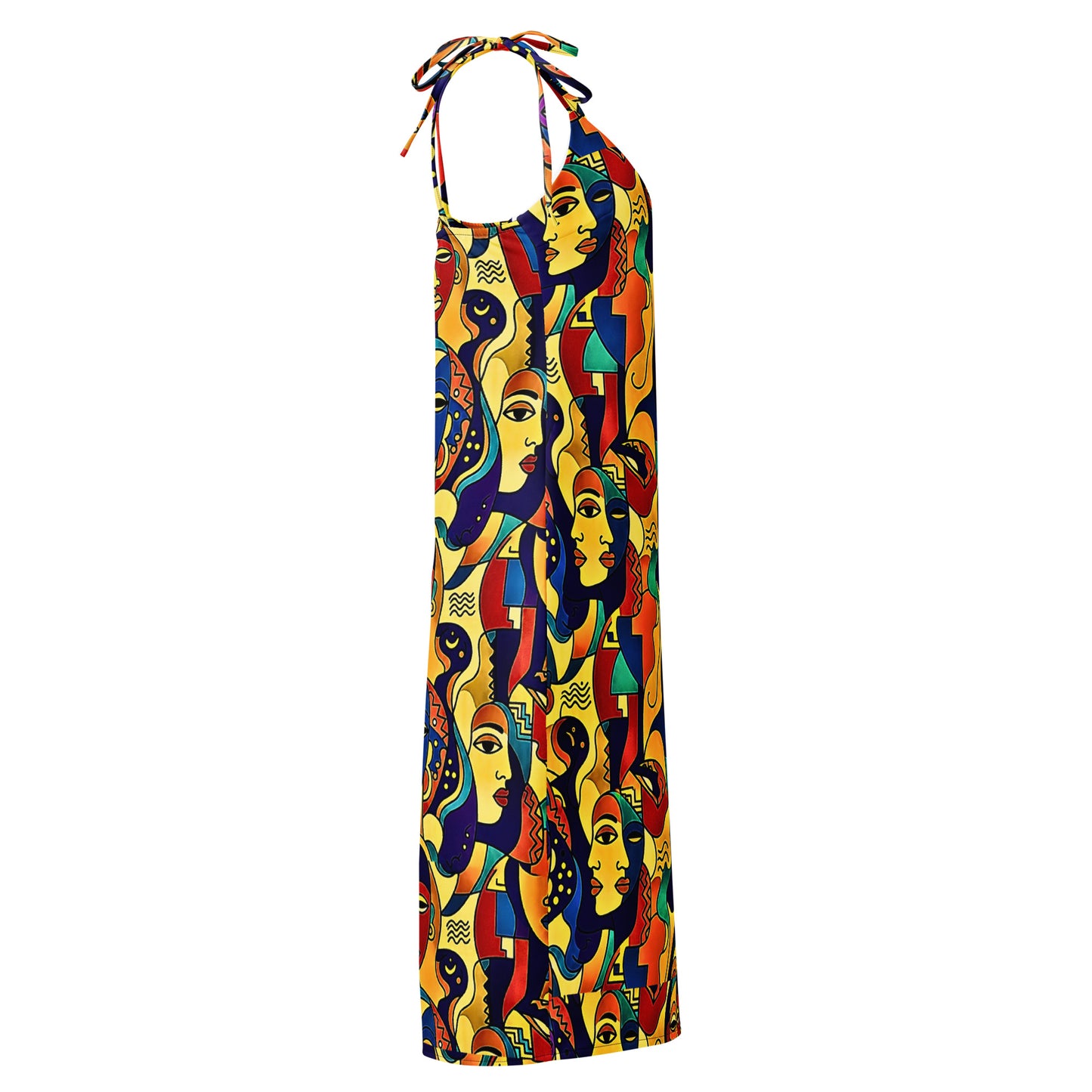 Woman wearing awon aya African print print midi dress by ASAKE-OGE  Juneteenth 2026 collection
