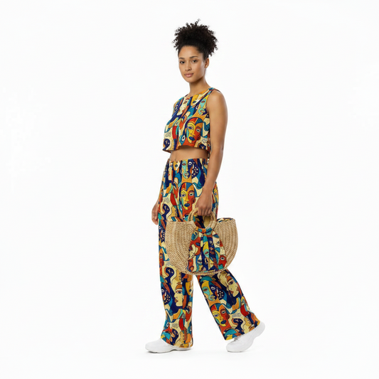 ÀWỌN ÌYÁ Wide-Leg Women's African Print Pants | Juneteenth Streetwear | ASAKE-OGE