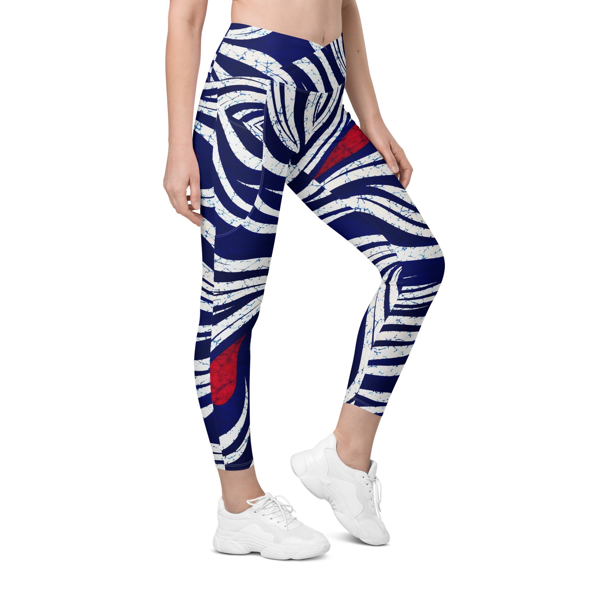 OMI African heritage print on high-waist crossover leggings 