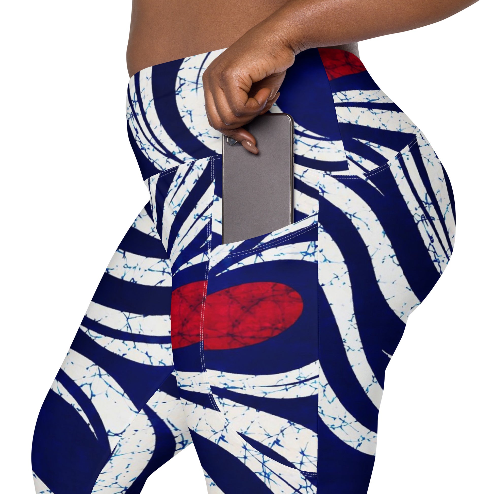 OMI African heritage print on high-waist crossover leggings 