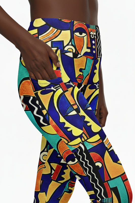 asakeoge juneteenth festival wear  african print yoga leggings bottoms