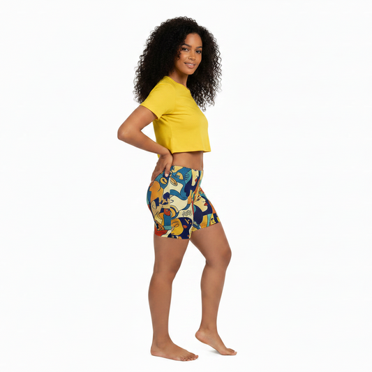 ÀWỌN ÌYÁ African Print Stretch Shorts | Juneteenth Festival Wear | ASAKE-OGE